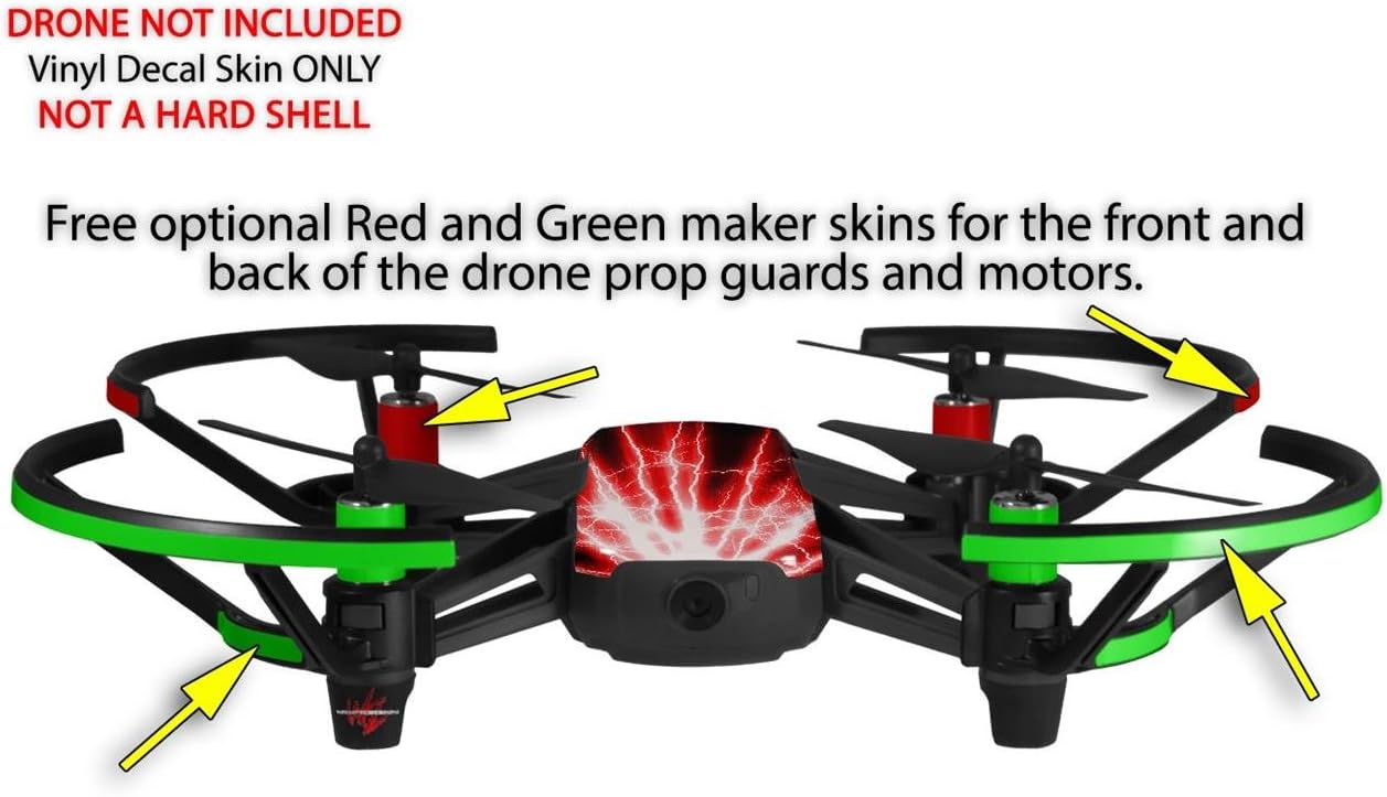 Pegatina para piel de DJI Ryze Tello Drone Lightning Red Drone (no incluida)