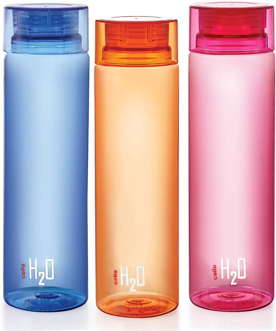 Cello H2O – Botella irrompible, 1 litro, juego de 3, surtido