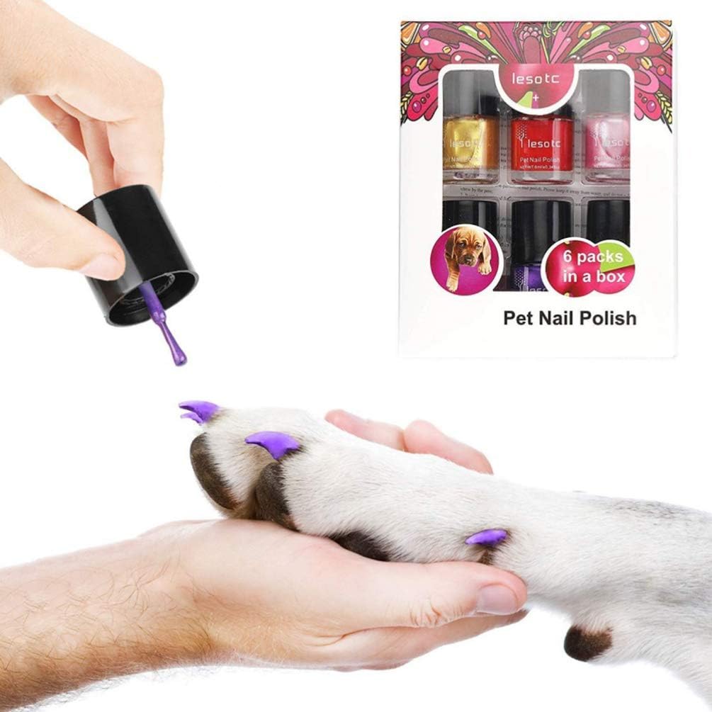 balacoo Juego de 6 esmaltes de uñas para perros, de secado rápido, no tóxicos, a base de agua, para todas las mascotas