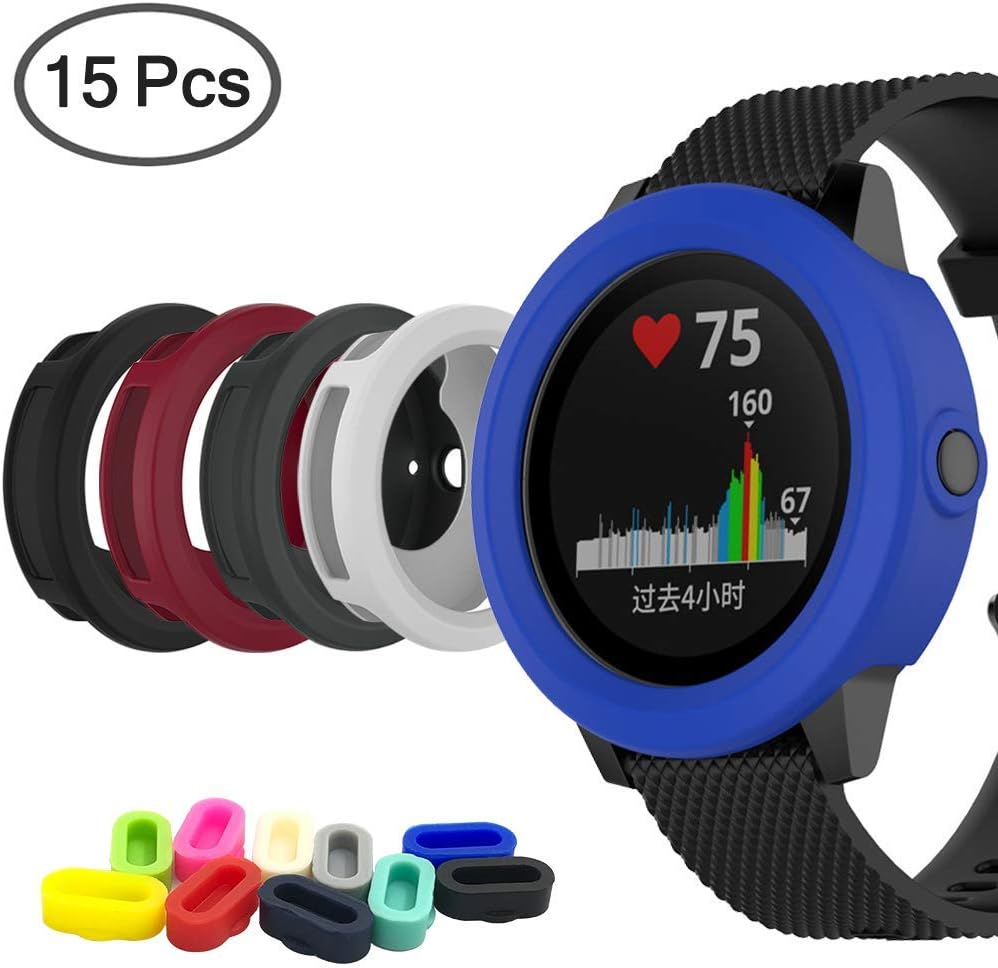 5 fundas de silicona para reloj y 10 tapones antipolvo para Garmin Vivoactive 3 GPS Smartwatch, protectores de puerto de cargador AFUNTA y funda