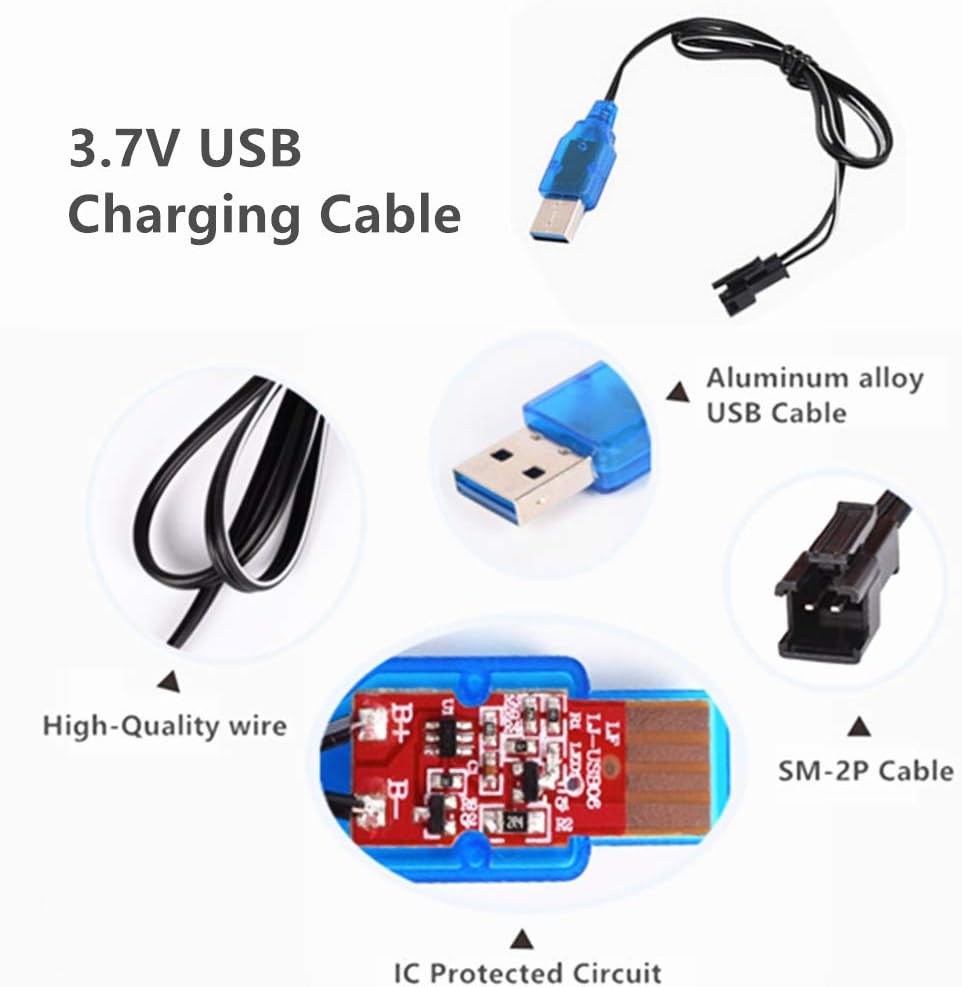 Batería de iones de litio de 3.7 V 1500 mAh con enchufe SM-2P para DE45 DE42 coche de control remoto 114 vehículo todoterreno 2 unidades con