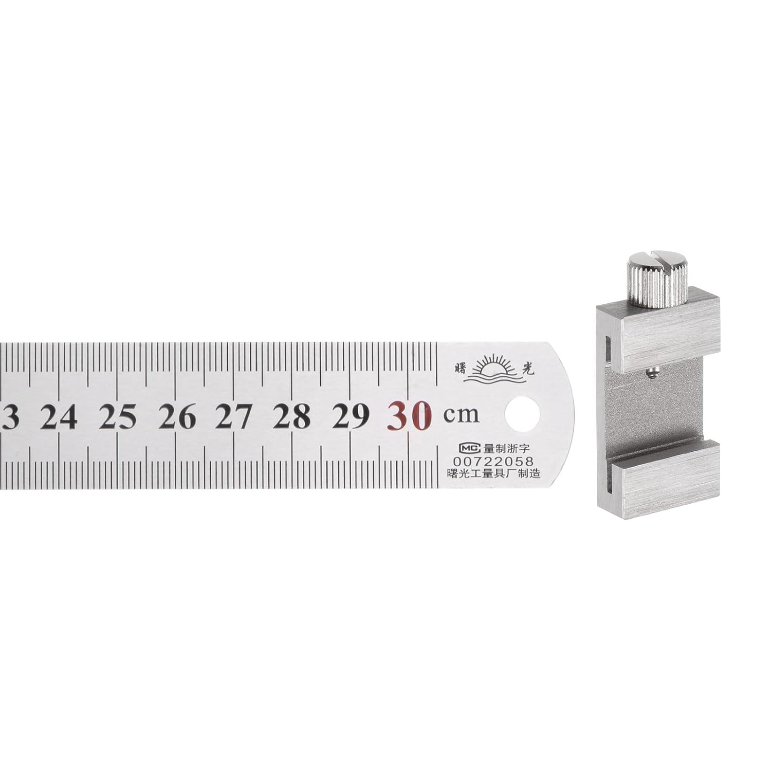 Regla de acero inoxidable 2 en 1 con bloque de escritura de 11.8 in12 pulgadas métrica y regla de metal de pulgadas con latón de 1.063 in de