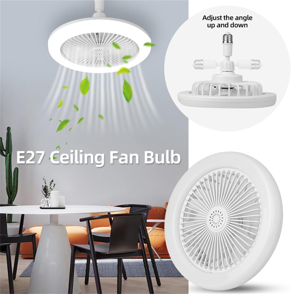 shyliey Ventilador de techo sin aspas con 3 luces que cambian de color, ventilador de techo de perfil bajo de 360, ventilador de control remoto E27