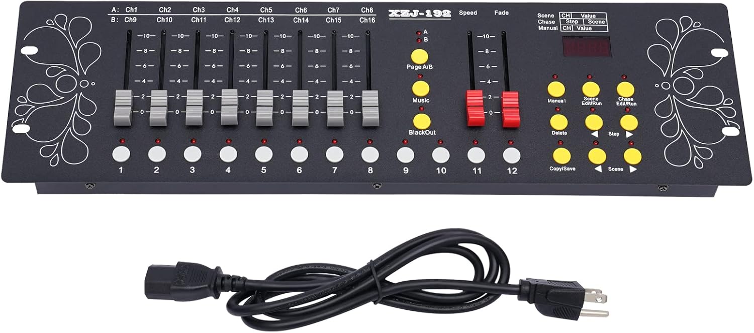 Controlador DMX, consola DMX de 192 canales, programa de controlador de iluminación de escenario, consola de luz fácil para iluminación de escenario