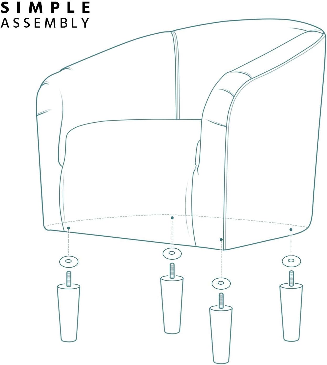 Topeakmart Silla decorativa de terciopelo, cómoda y moderna silla de club de terciopelo con reposabrazos y patas resistentes para sala de