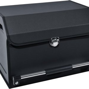XCF Organizador de maletero de automóvil, organizador de maletero de cuero plegable duradero con tapa y asa resistente, organizadores portátiles de XCF Organizador de maletero de automóvil, organizador de maletero de cuero plegable duradero con tapa y asa resistente, organizadores portátiles de