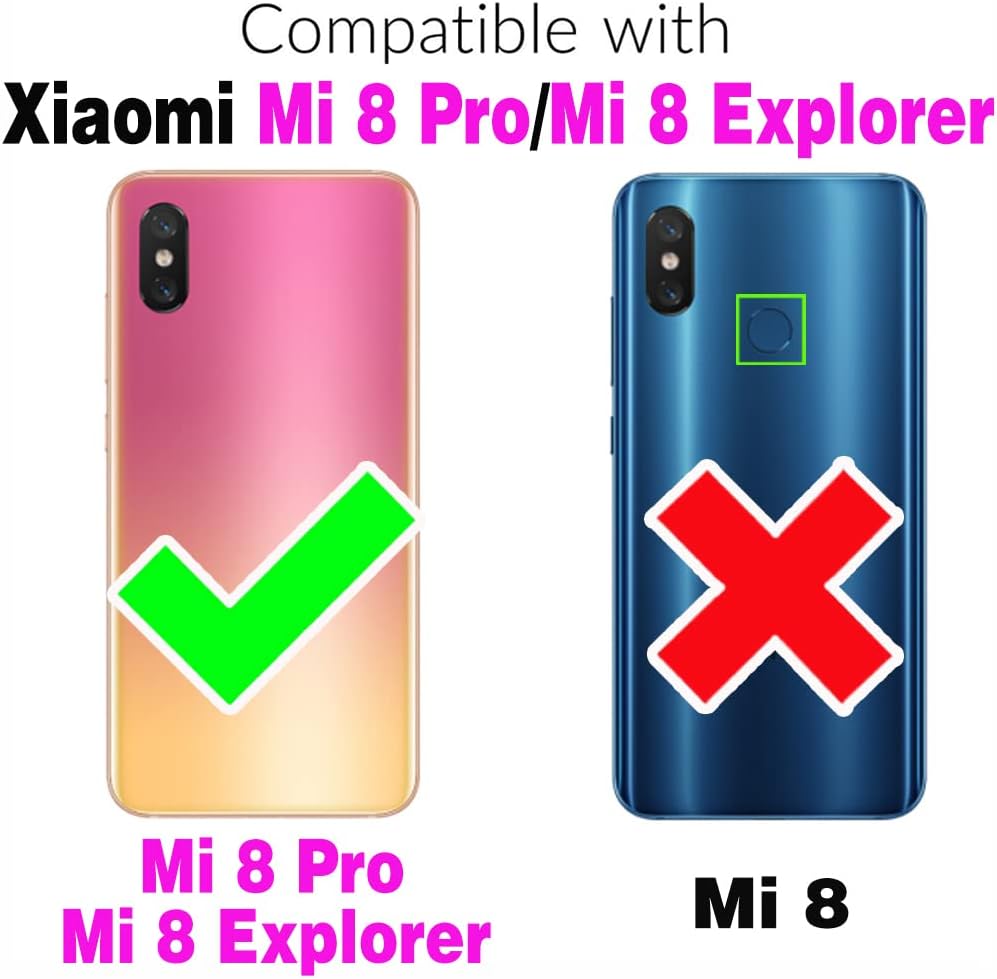 Compatible con Xiaomi Mi 8 ProMi8 Explorer – Funda tipo cartera de cuero con tapa para tarjetero, accesorios para celulares, monedero,