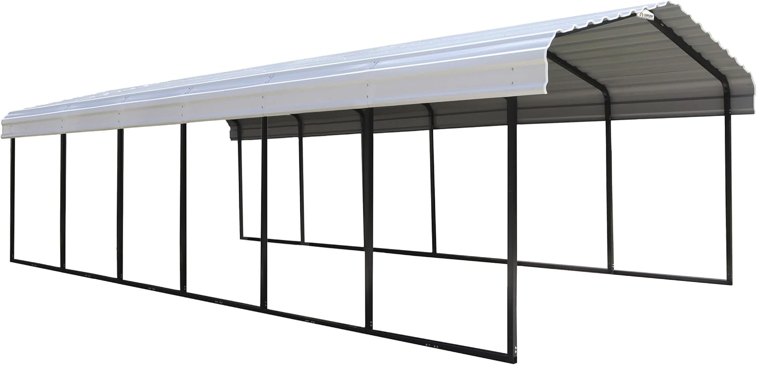 Arrow Shed CPH122907 Cochera de calibre 29 con paneles de techo de acero galvanizado, 12′ x 29′ x 7′, cáscara de huevo