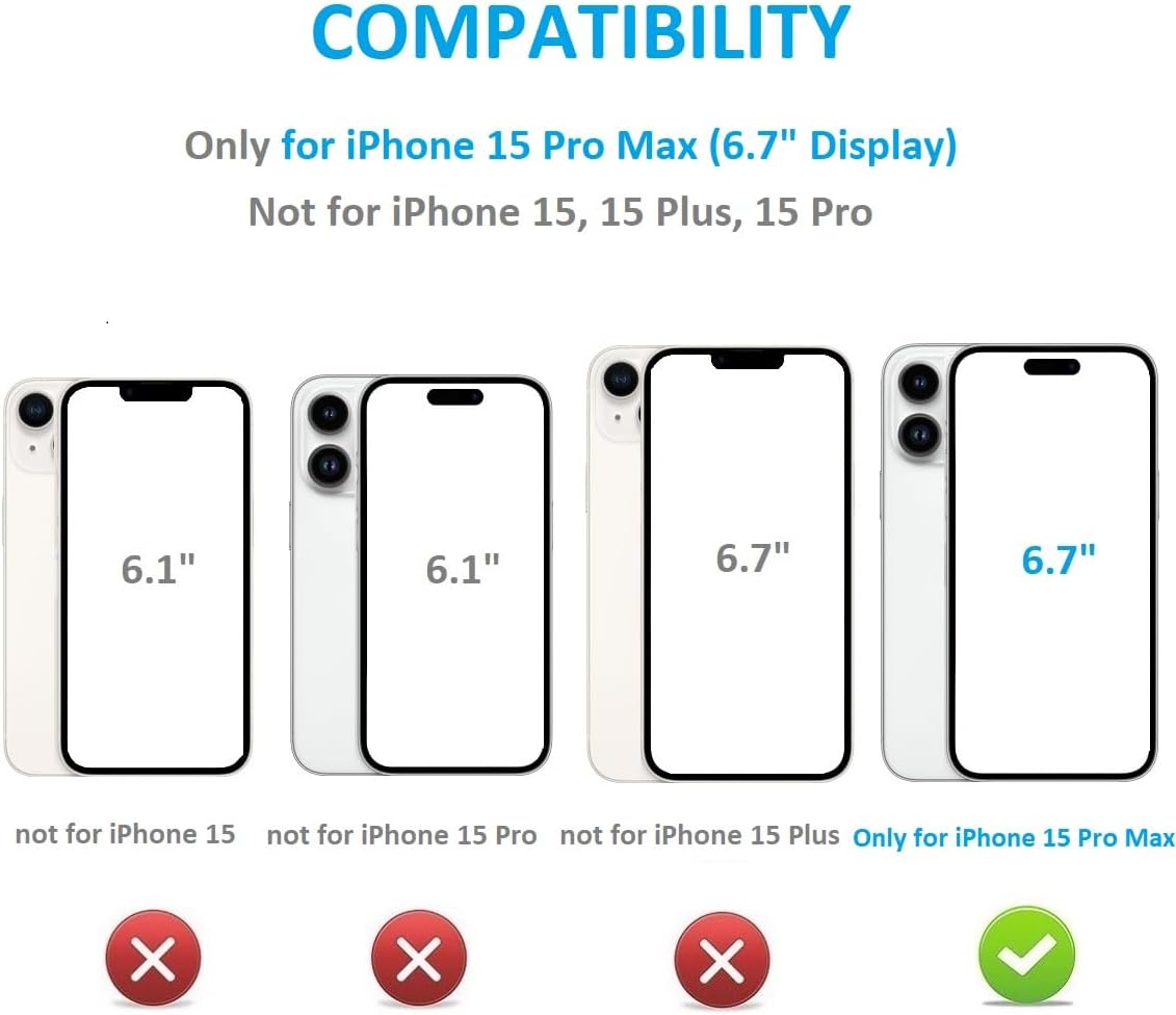 Onetop Funda tipo cartera compatible con iPhone 15 Pro Max con soporte para tarjetas, funda de piel sintética con ranuras para tarjetas, doble