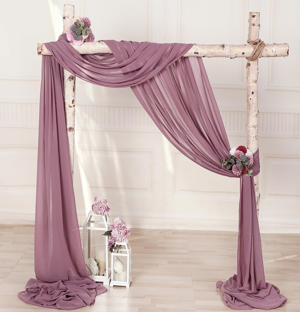 SHERWAY 2 paneles de cortinas de arco de gasa extra largas de 30 pies para boda, fiesta, recepción, telón de fondo, ceremonia decoración (malva y
