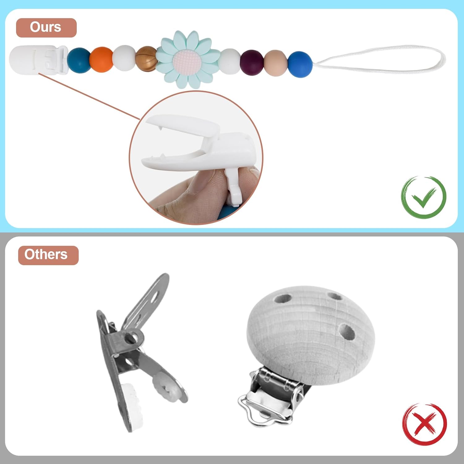 Paquete de 4 clips para chupete de bebé, clip de silicona para chupete para bebés niñas y niños, lindo clip de chupete de dibujos animados colorido