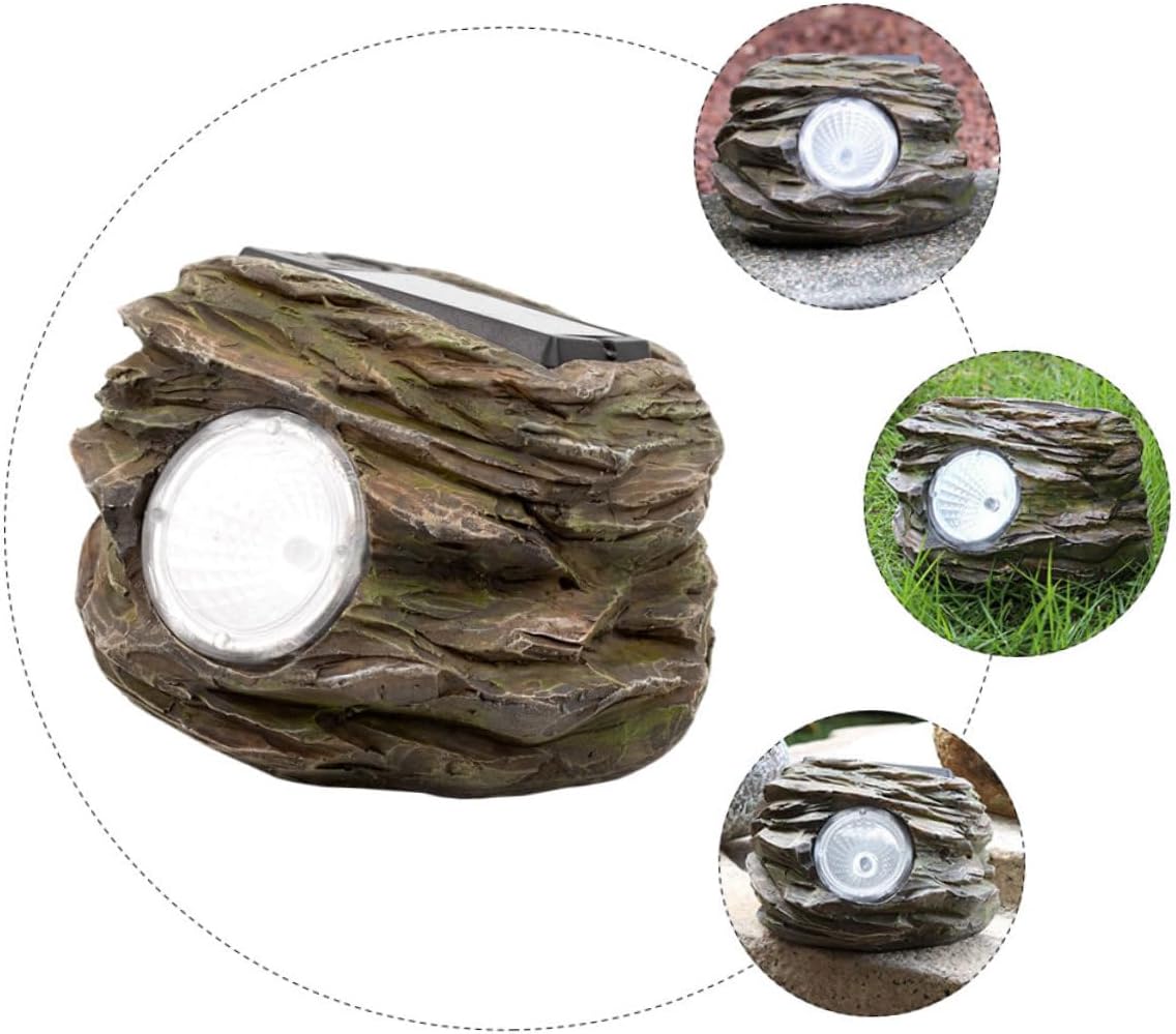 GANAZONO 2 unids Lámpara de piedra solar Luz decorativa Rock Spot Luz Jardín Luz Solar Césped Luz Acera Luces de tierra al aire libre Proyector LED