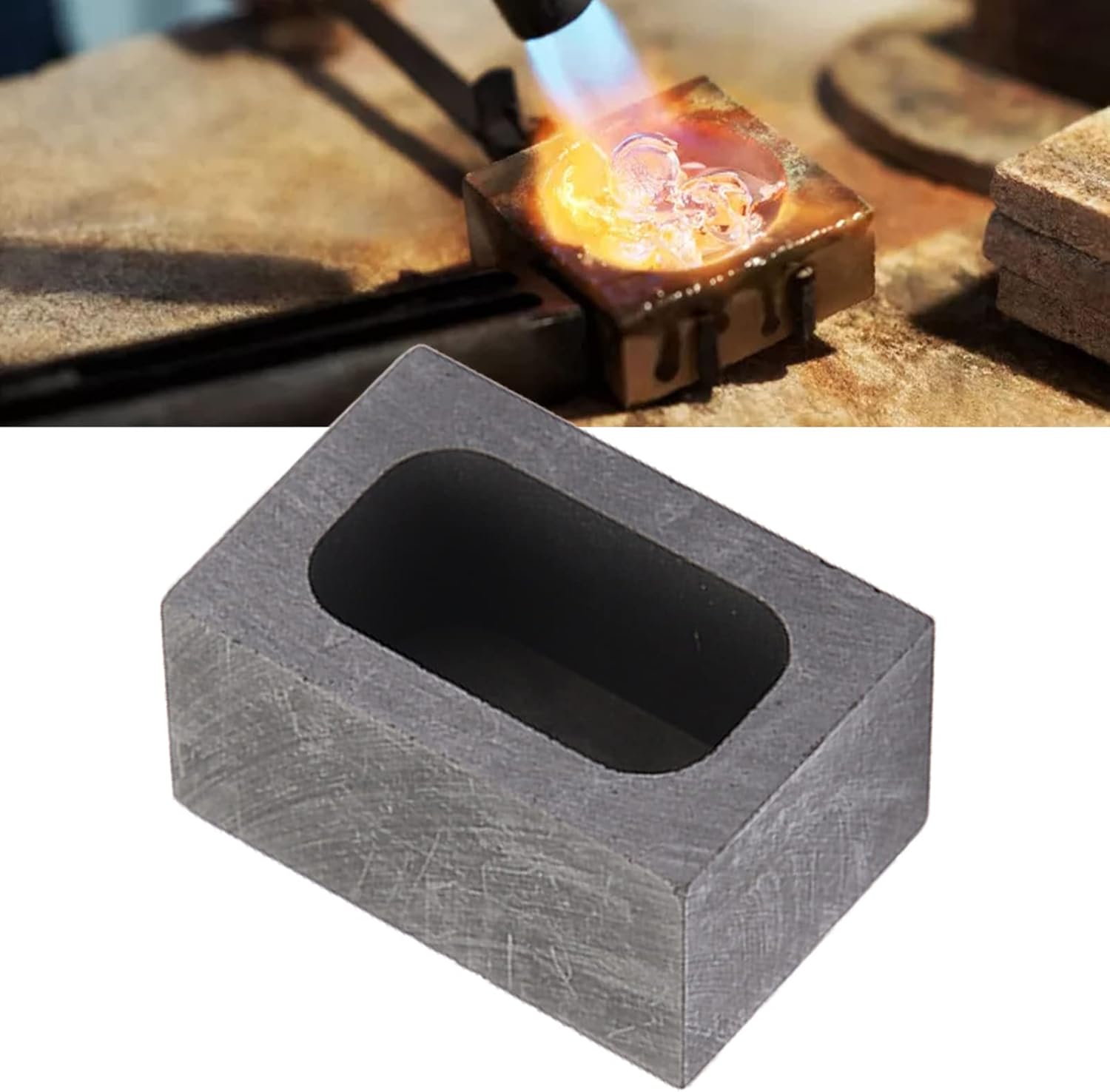 Molde de grafito rectangular estable de alta temperatura para fundir aleación de metal de fusión de oro y plata