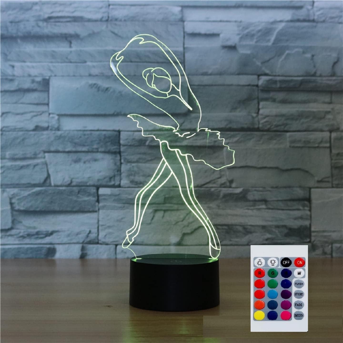 SUPERHONGJIHAO Luz nocturna para niños 3D Ballet Girl lámpara LED con control remoto 16 colores cambiantes regalo de cumpleaños de Navidad para niño