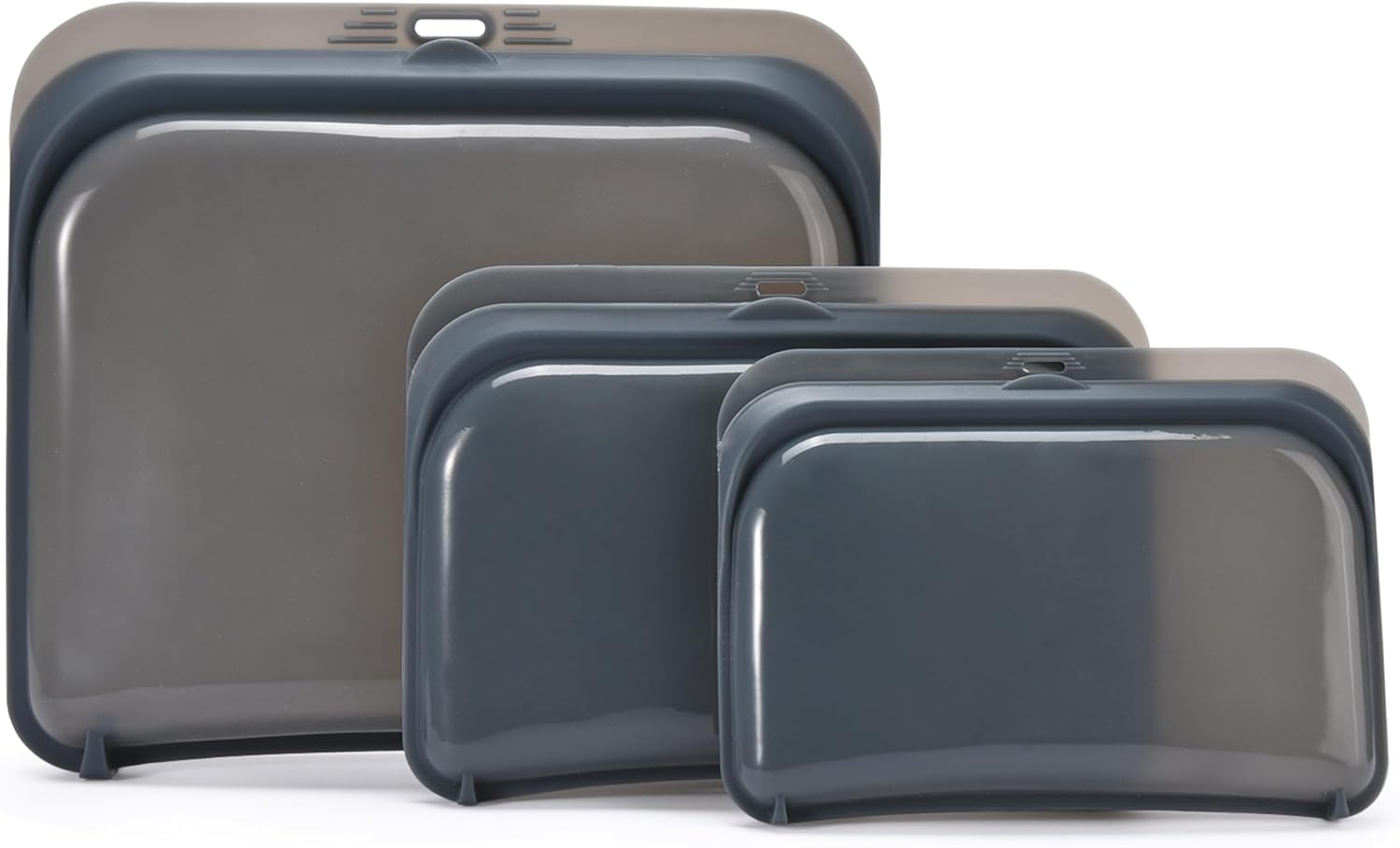 Dorence 3 bolsas de almacenamiento de silicona reutilizables color negro  3 bolsas de silicona para almacenamiento de alimentos  Bolsas de silicona