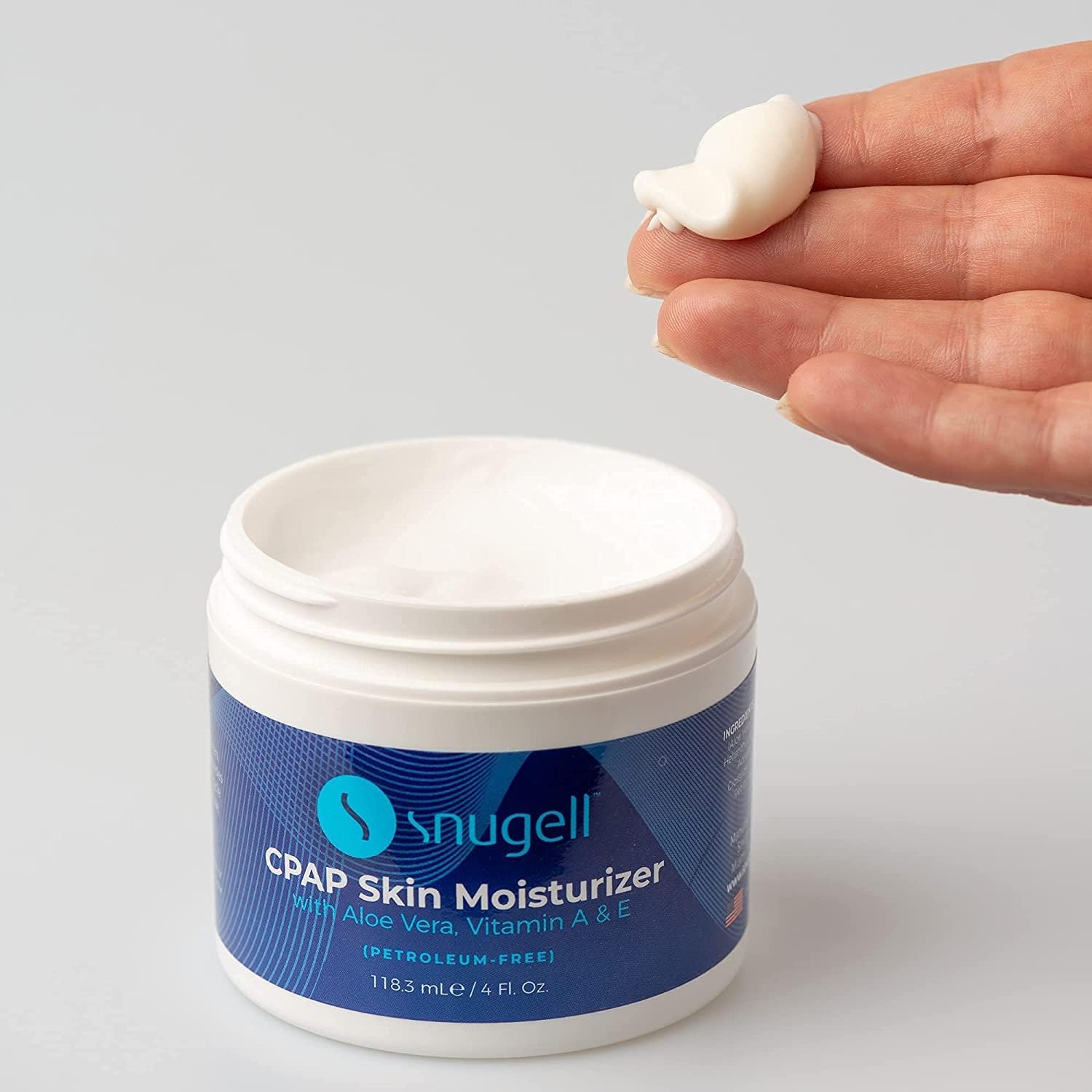 Hidratante para la piel CPAP de Snugell  Crema facial diaria con aloe vera y vitamina A y E  Sin petróleo  Sin fragancia  No grasa  Especialmente