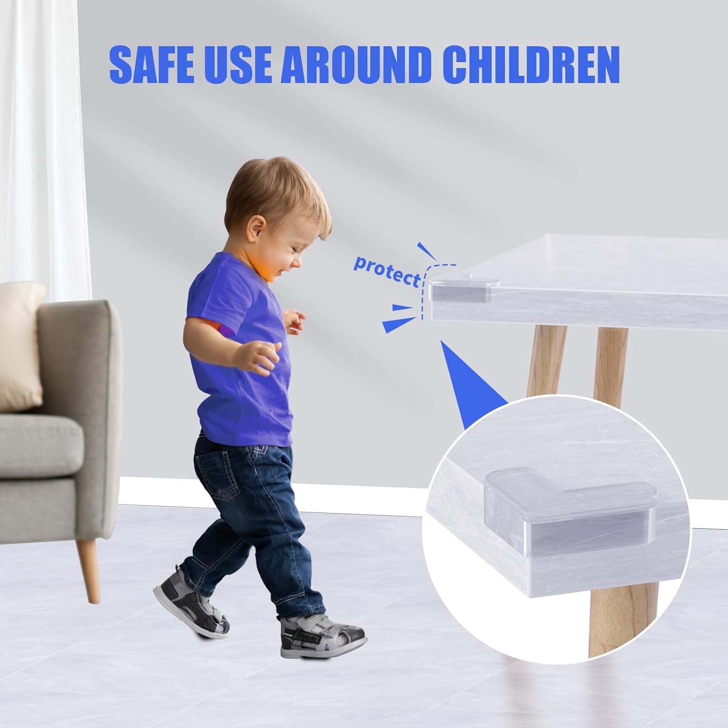 Paquete de 18 protectores de esquina a prueba de bebés, protectores de esquinas y bordes transparentes extra grandes para protectores de seguridad