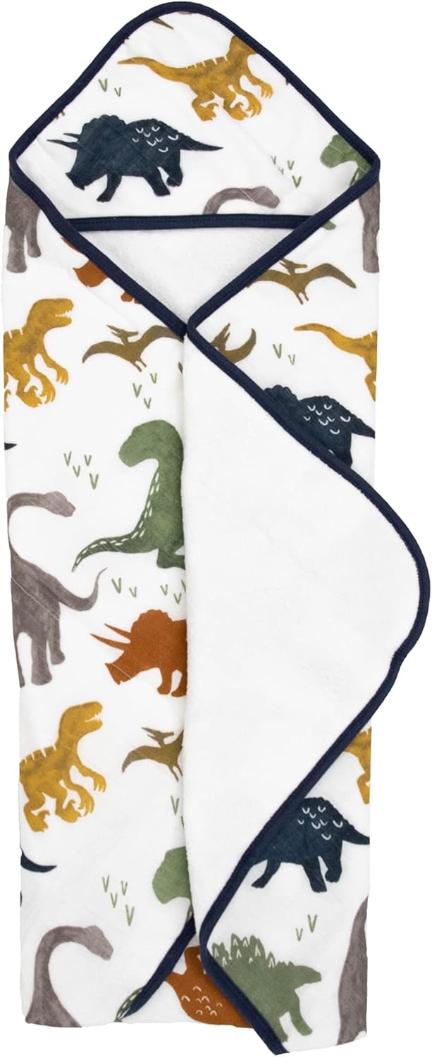 Little Unicorn Toalla de baño con capucha de muselina de algodón y rizo para bebé, 100% muselina de algodón y rizo, extrasuave y absorbente, recién