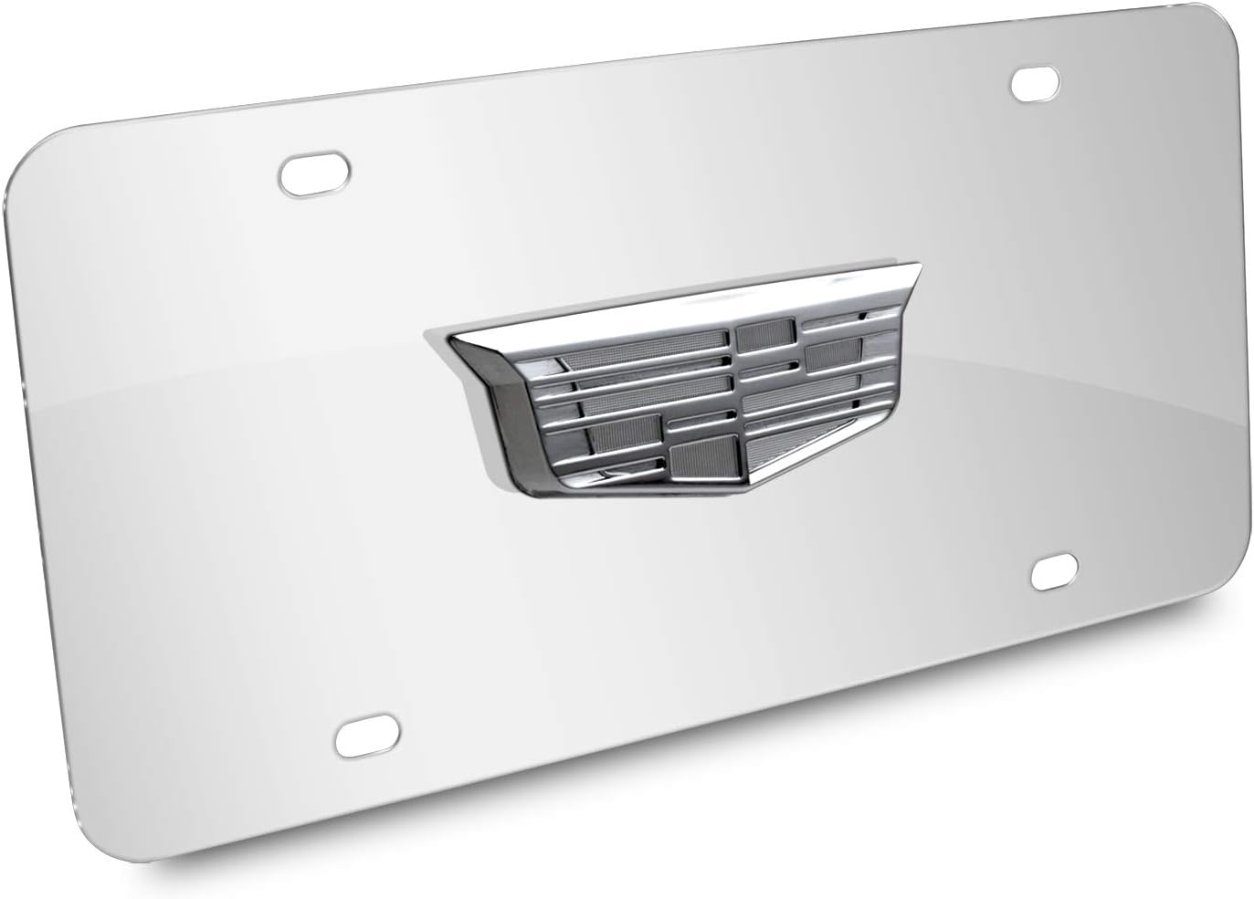 iPick Image para – Logotipo de metal cromado con escudo 3D de Cadillac en placa de acero inoxidable cromado de 12 x 6 pulgadas