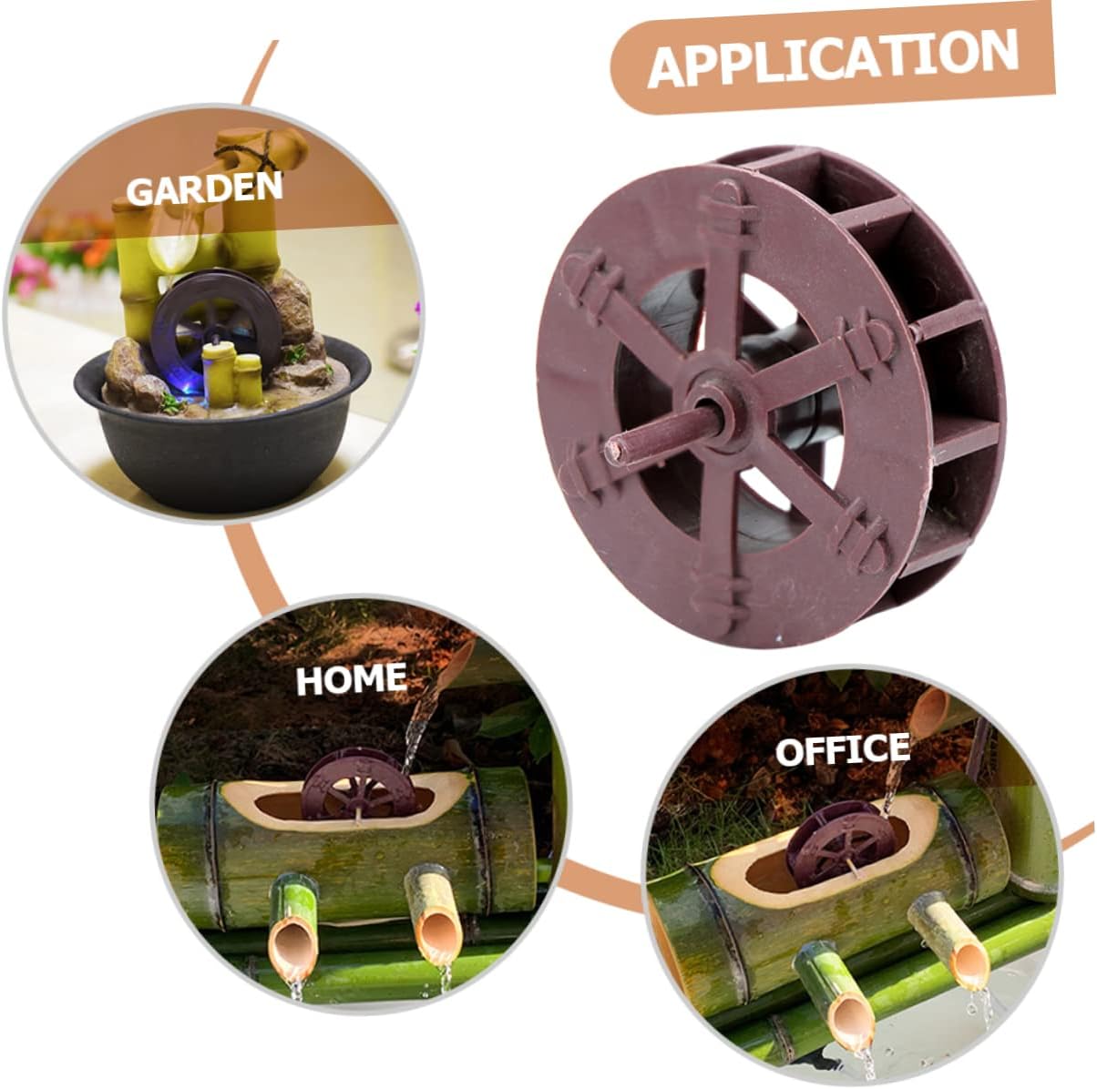 Homoyoyo 2 adornos en miniatura para decoración brillante, fuente de jardín zen, mini rueda de agua, accesorios de fuente de agua, modelo de rueda