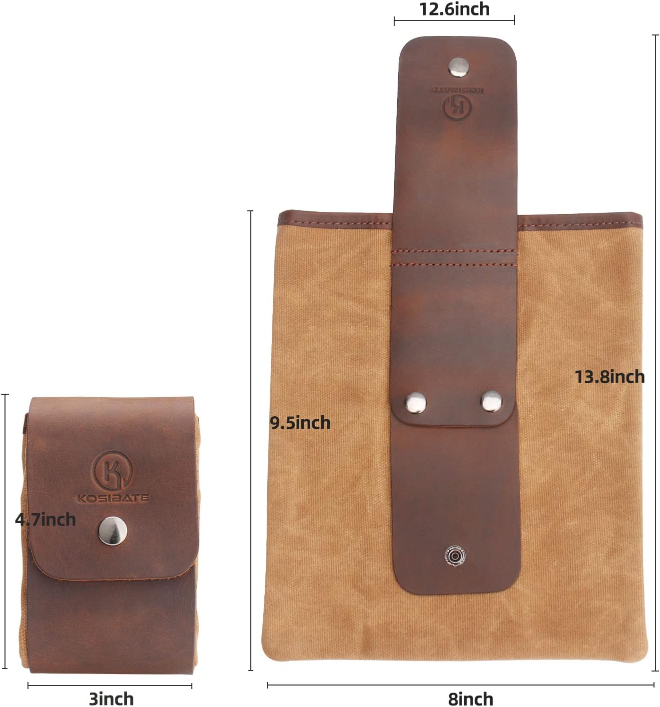 Kosibate Bolsa de forraje de lona encerada, bolsa de forraje para acampar al aire libre, bolsa de lona impermeable, bolsa de cuero plegable en la