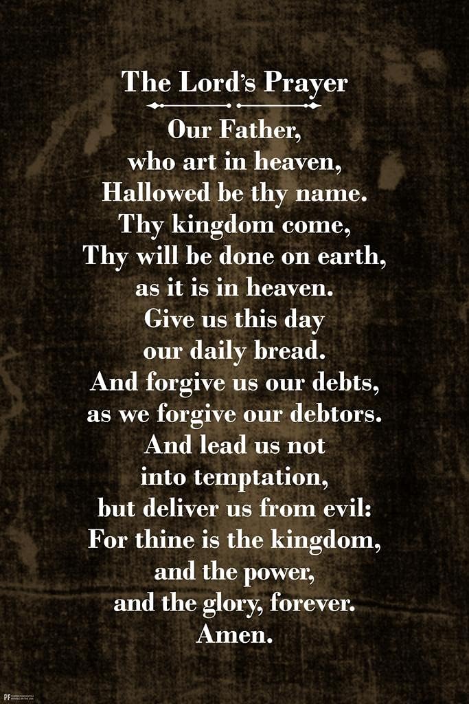 Póster motivacional de The Lords Prayer Our Father Shroud of Turin, con cita bíblica, póster motivacional, versículo bíblico, decoración de pared