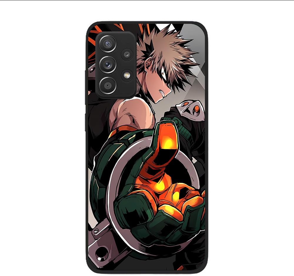 Black Slim Soft Matte Durable Rubber Silicone TPU Fundas Fit Cover Case for Samsung Galaxy A52 5G Bakugou Katsuki Anime Japan 02