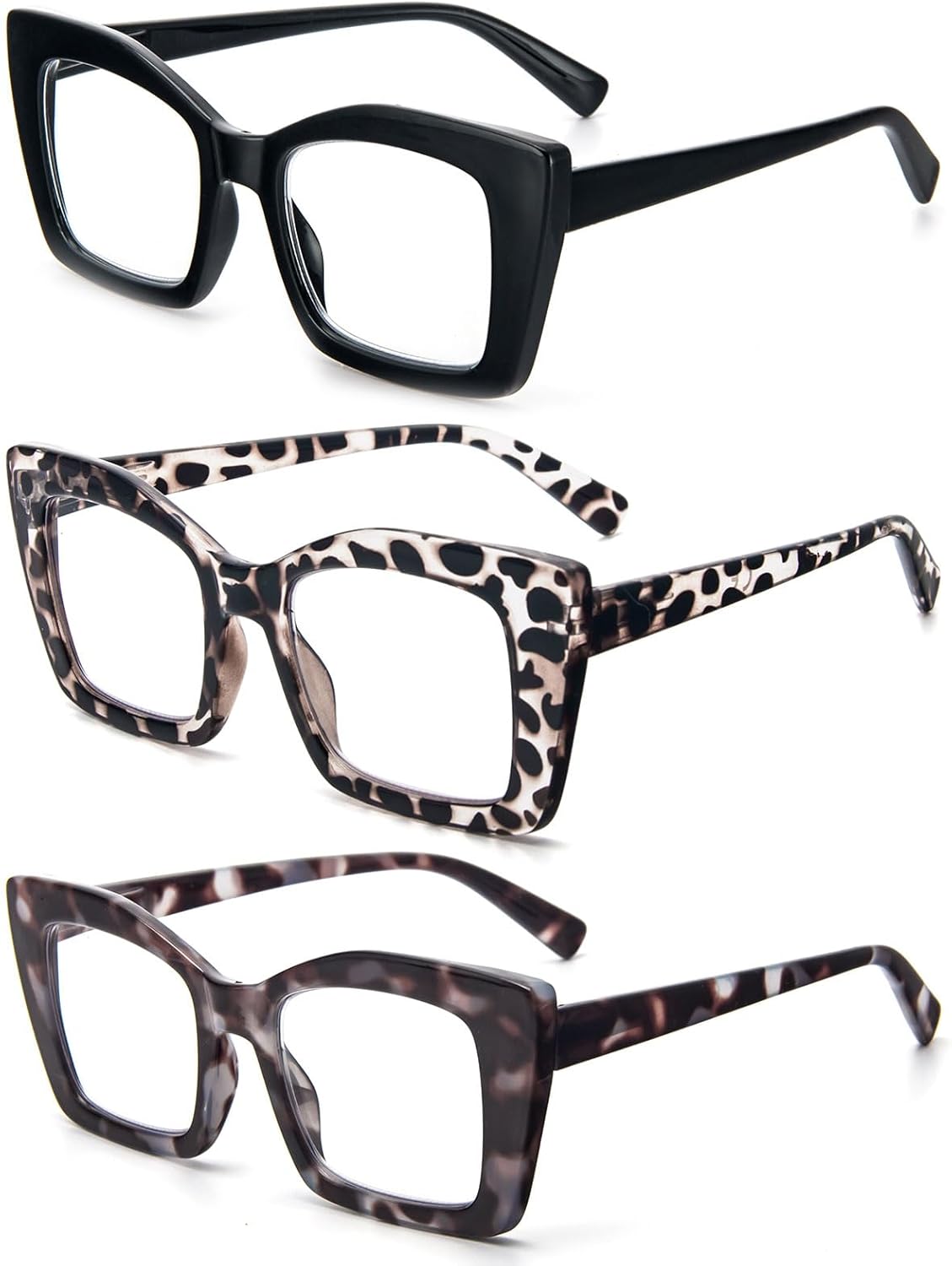 DXYXYO Lentes de lectura cuadrados de gran tamaño para mujer, bloqueo de luz azul, estilo Oprah, marco grueso, lectores con bisagra de resorte