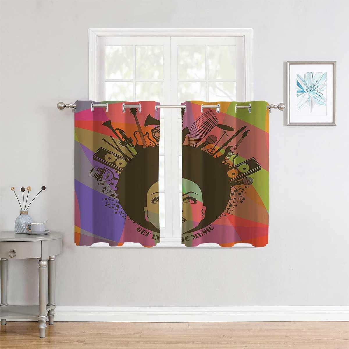 YANFENQI Cortinas para Habitacion – Cortina separadora de habitación corta con ojales, tela acústica de 55 pulgadas de ancho por 55 pulgadas de