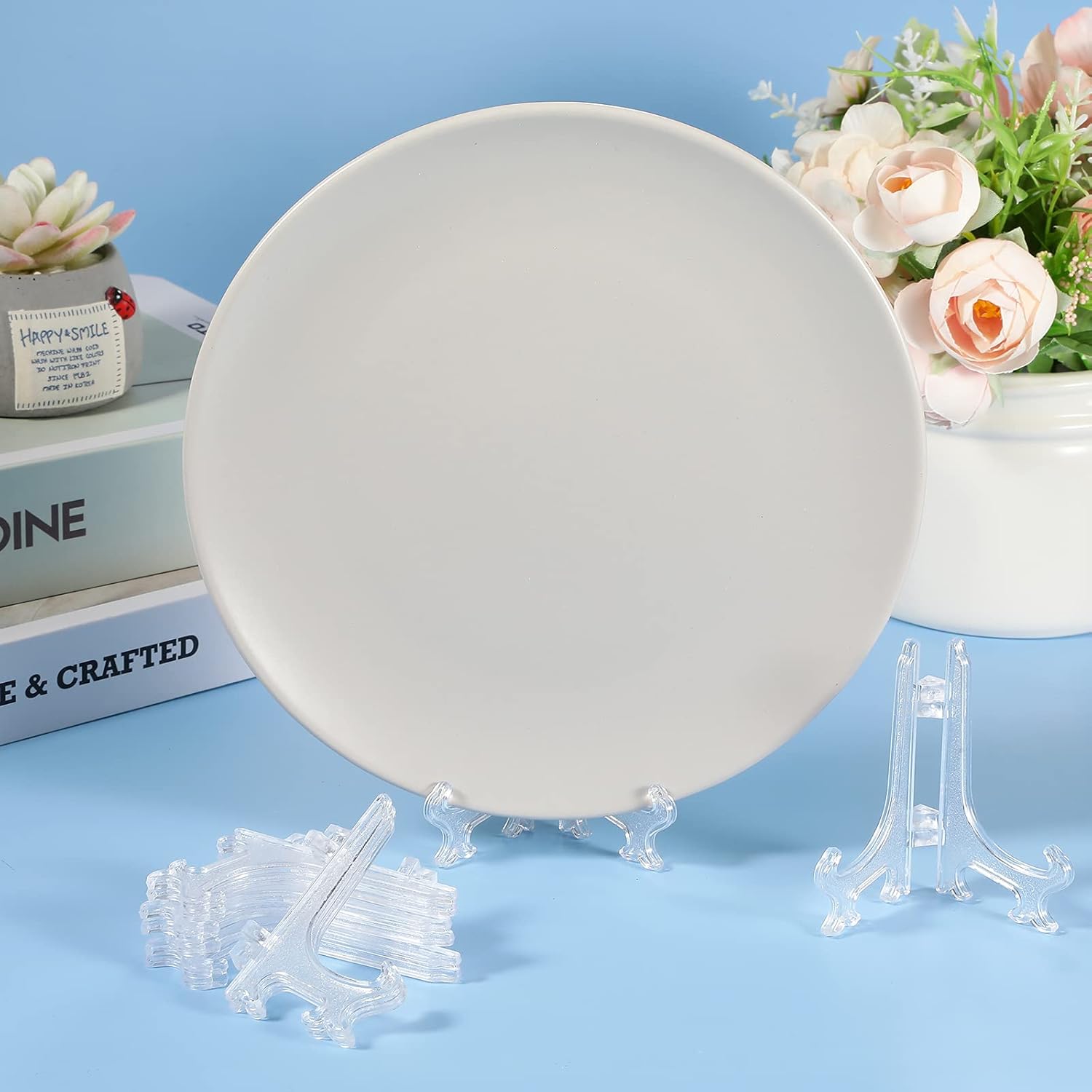 Wilzing 100 soportes de caballete de plástico transparente de 3 pulgadas, mini soportes de acrílico para exhibir fotos, mini caballete para