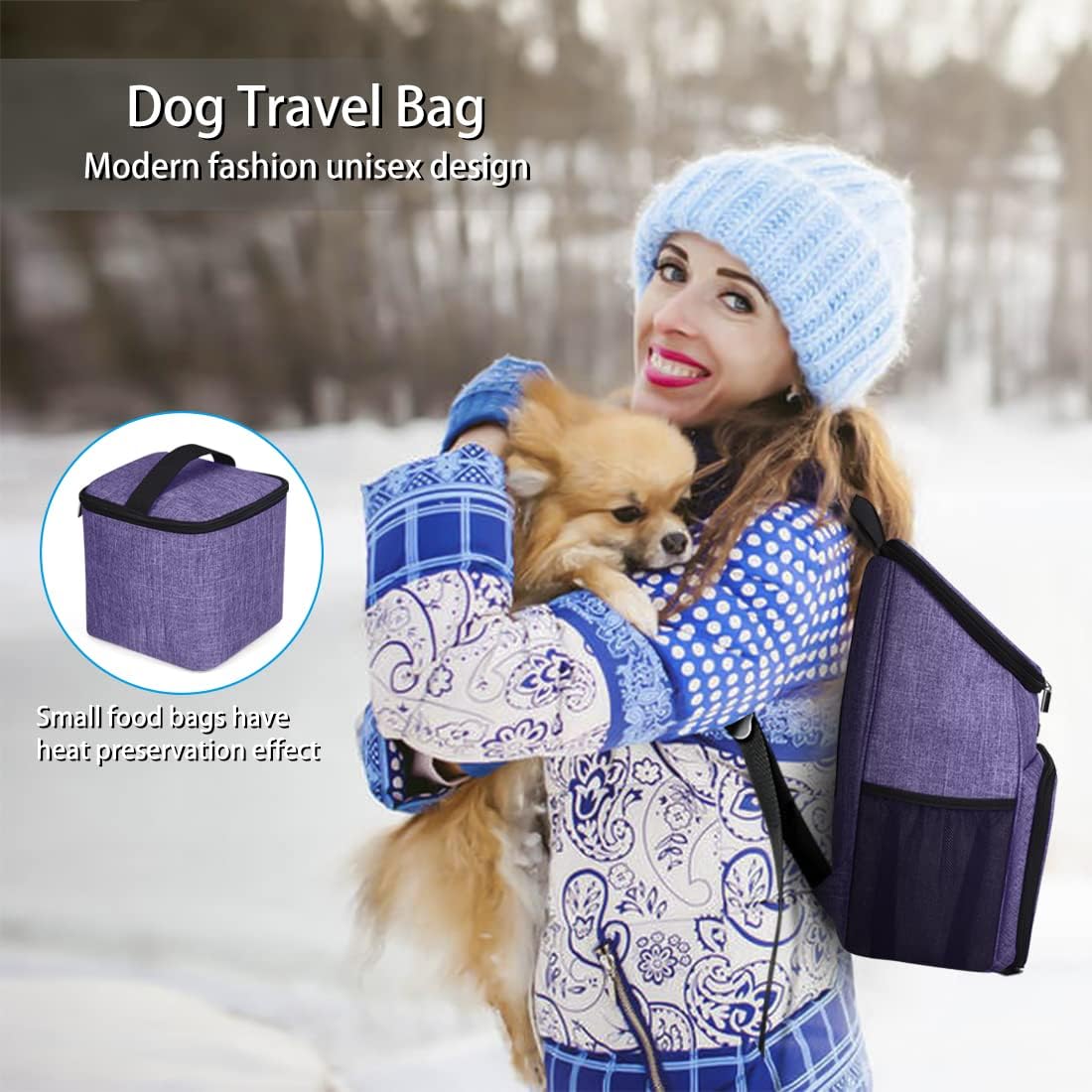 BAGLHER Bolsa de viaje para perros, mochila de suministros para mascotas aprobada por aerolíneas, mochila de viaje para perros con 2 cuencos