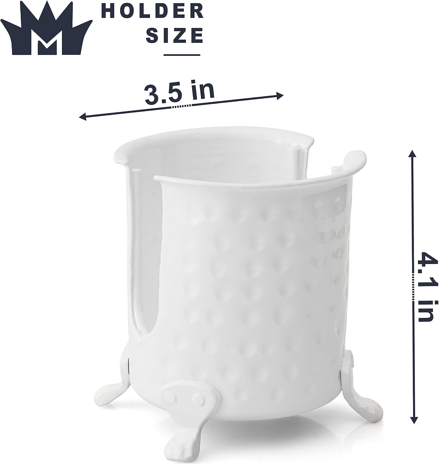Monarch Abode Soporte de esponja de cocina martillado a mano blanco clásico, 4.5 x 4 x 3.5, 19099
