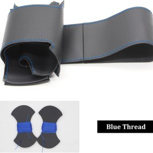 Cubierta de volante de coche de cuero negro cosido a mano, para SsangYong Korando 2011-2014 DIY transpirable volante cubiertas Cubierta de volante de coche de cuero negro cosido a mano, para SsangYong Korando 2011-2014 DIY transpirable volante cubiertas