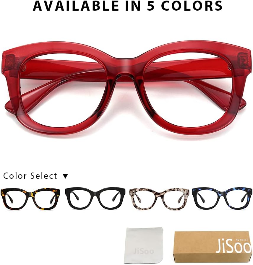 JiSoo Gafas de lectura de gran tamaño para mujeres y hombres, diseño elegante para lectores con marco grande