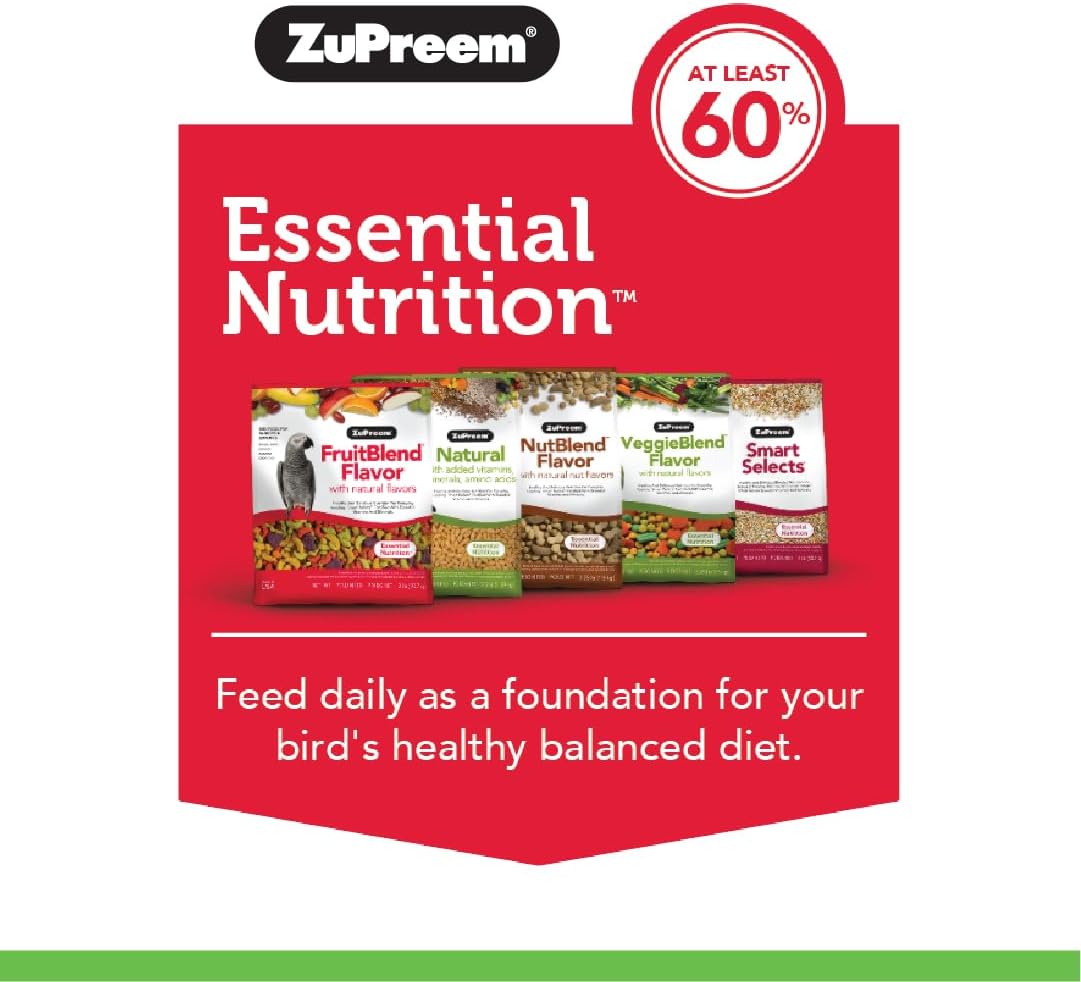 ZuPreem Natural Bird Food – Alimento para pájaros lleno de vitaminas, alimento diario para aves medianas – 2.5 libras