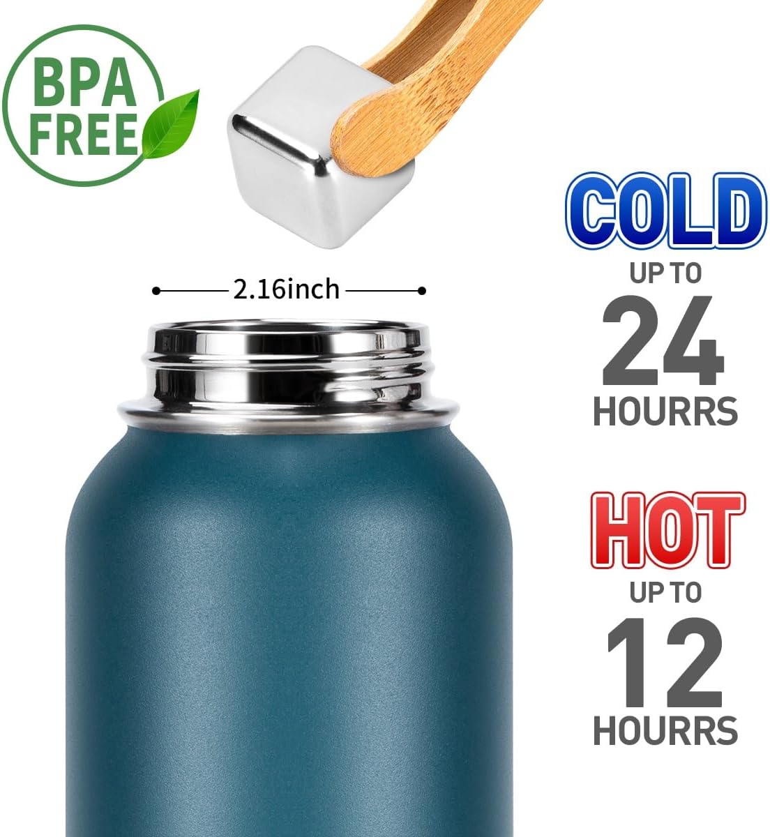 Botella de agua aislada de 32 onzas con tapa de popote (2 tapas), botella de agua deportiva de acero inoxidable Vacumm de doble pared, taza térmica