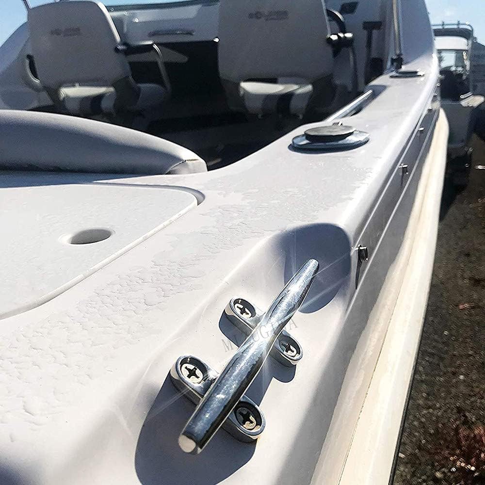 MIZUGIWA Boat Cleats 316 Stainless Steel Dock Cleats for Boat,4 Inch 5 Inch 6 Inch 8 Inch,Marine Cleats,Open Base Cleats,Rope Cleat with Fasteners