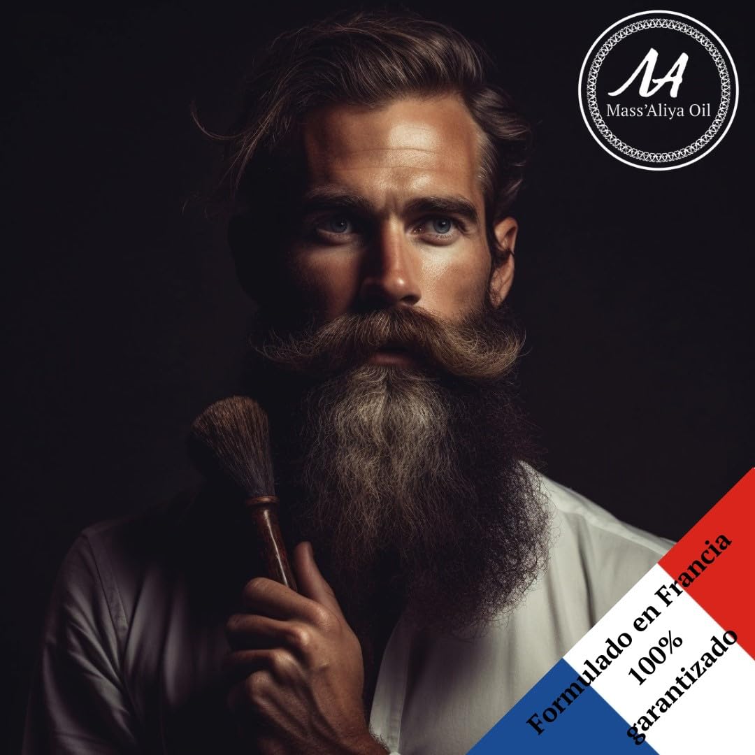 MASSALIYA ACEITE DE BARBA.Hecho en Francia. Crecimiento de barba, bigote y cabello.Cuidado de la piel, hidratación, protección.Argán, Jojoba, aceite