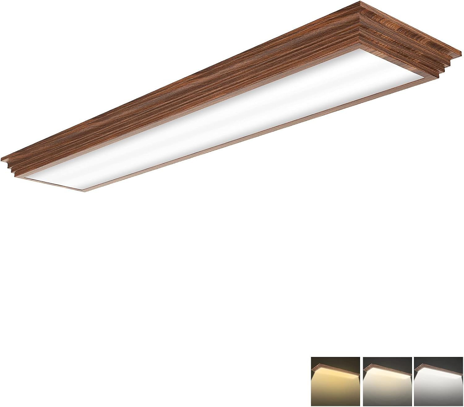 FAITHSAIL Lámpara LED de 4 pies, 48 LED de techo envolvente con 3000 K4000 K5000 K CCT seleccionable, luz LED de cocina de 4 pies con marco de