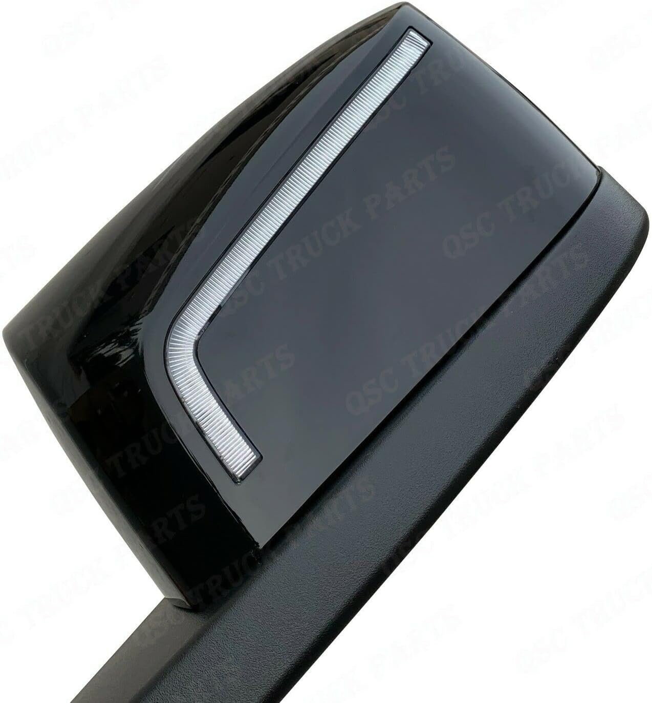 QSC Truck Parts Espejo de capó LED negro de alto rendimiento L & R Pair & Kit de montaje compatible con Volvo VNL