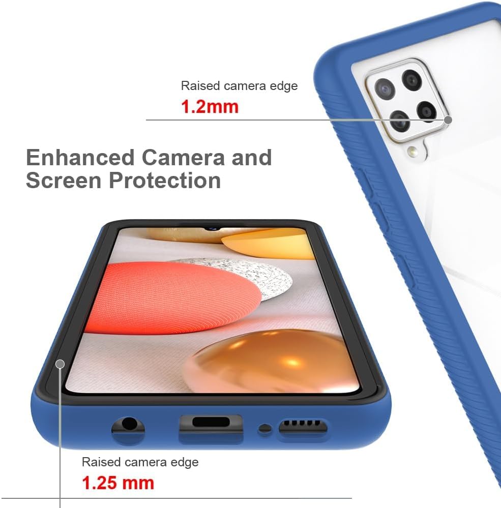 Asuwish Funda de teléfono para Samsung Galaxy A42 5G con protector de pantalla de vidrio templado y soporte delgado, funda protectora híbrida