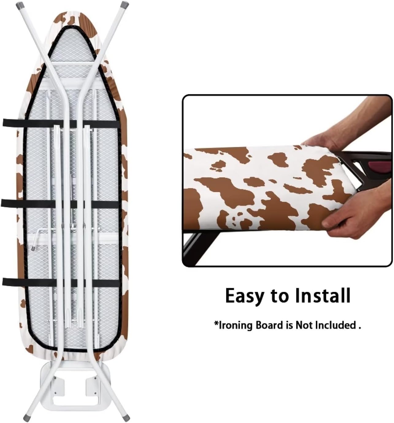 Funda y almohadilla de tabla de planchar con estampado de vaca, cubierta de tabla de hierro elástica universal y almohadilla para el hogar,