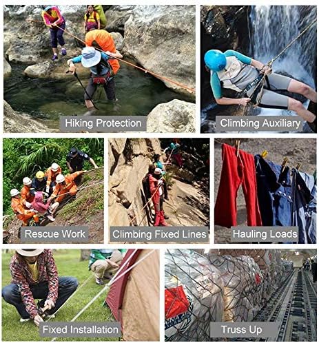 X XBEN Cuerda de escalada al aire libre 10M (32 pies) 20M (64 pies) 30M (96 pies) 50M (160 pies) 70M (230 pies) 152M (500 pies) 352M (1000 pies)