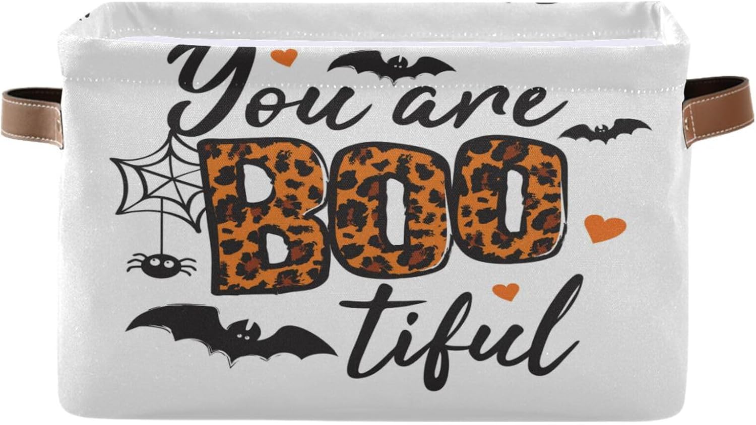 Cesta de almacenamiento, organizador de tela con texto en inglés “You Are Bootiful Happy Halloween”, para estantes, armario, cuarto de bebé,