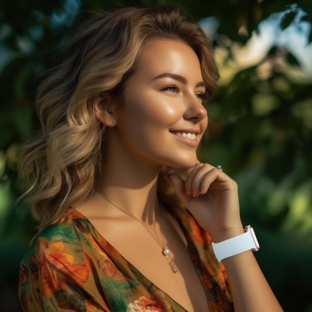 Paquete de 2 correas de repuesto con diseño de piel de cocodrilo grabadas elegantes compatibles con Apple Watch de 1.496 pulgadas, 1.575 pulgadas,