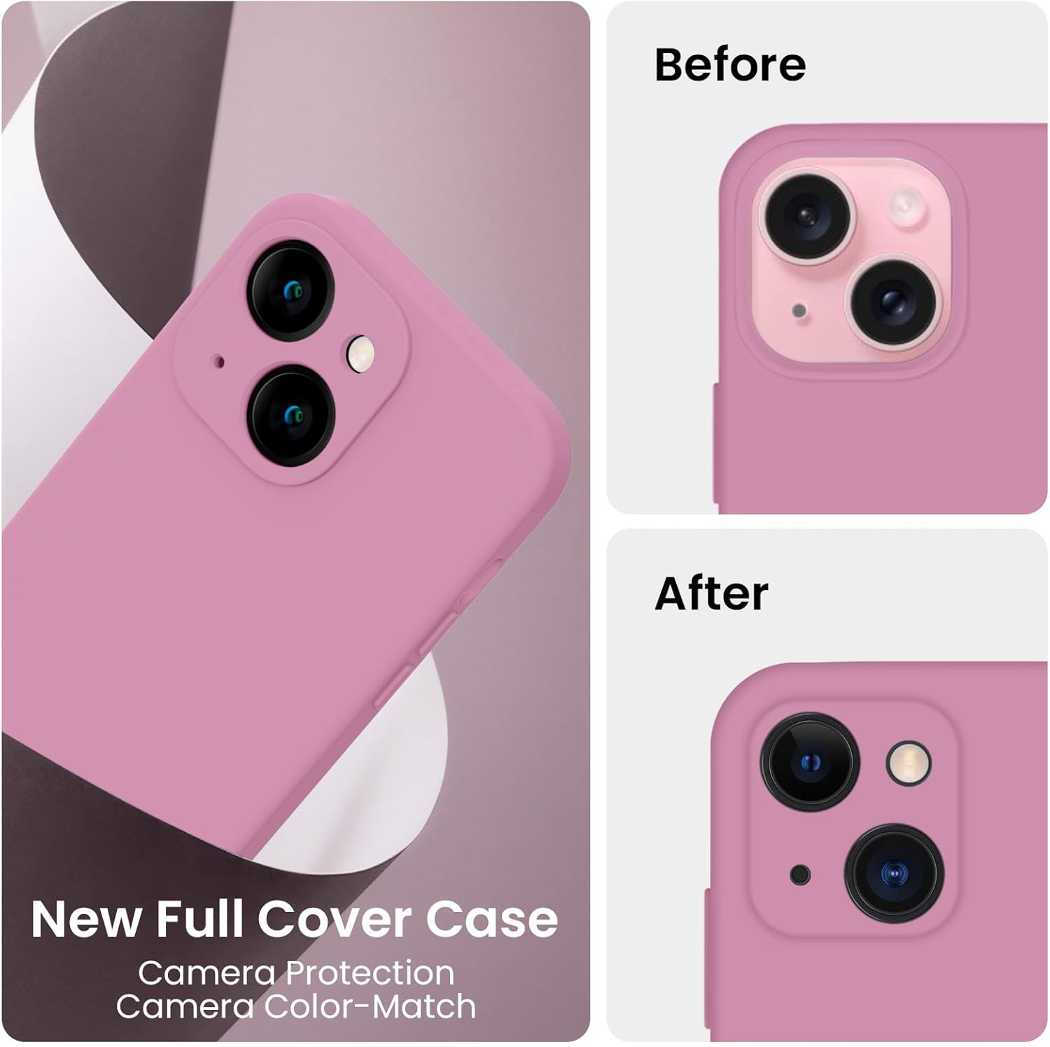 FireNova Funda diseñada para iPhone 15, funda de silicona mejorada protección de cámara con 2 protectores de pantalla, forro interior de microfibra
