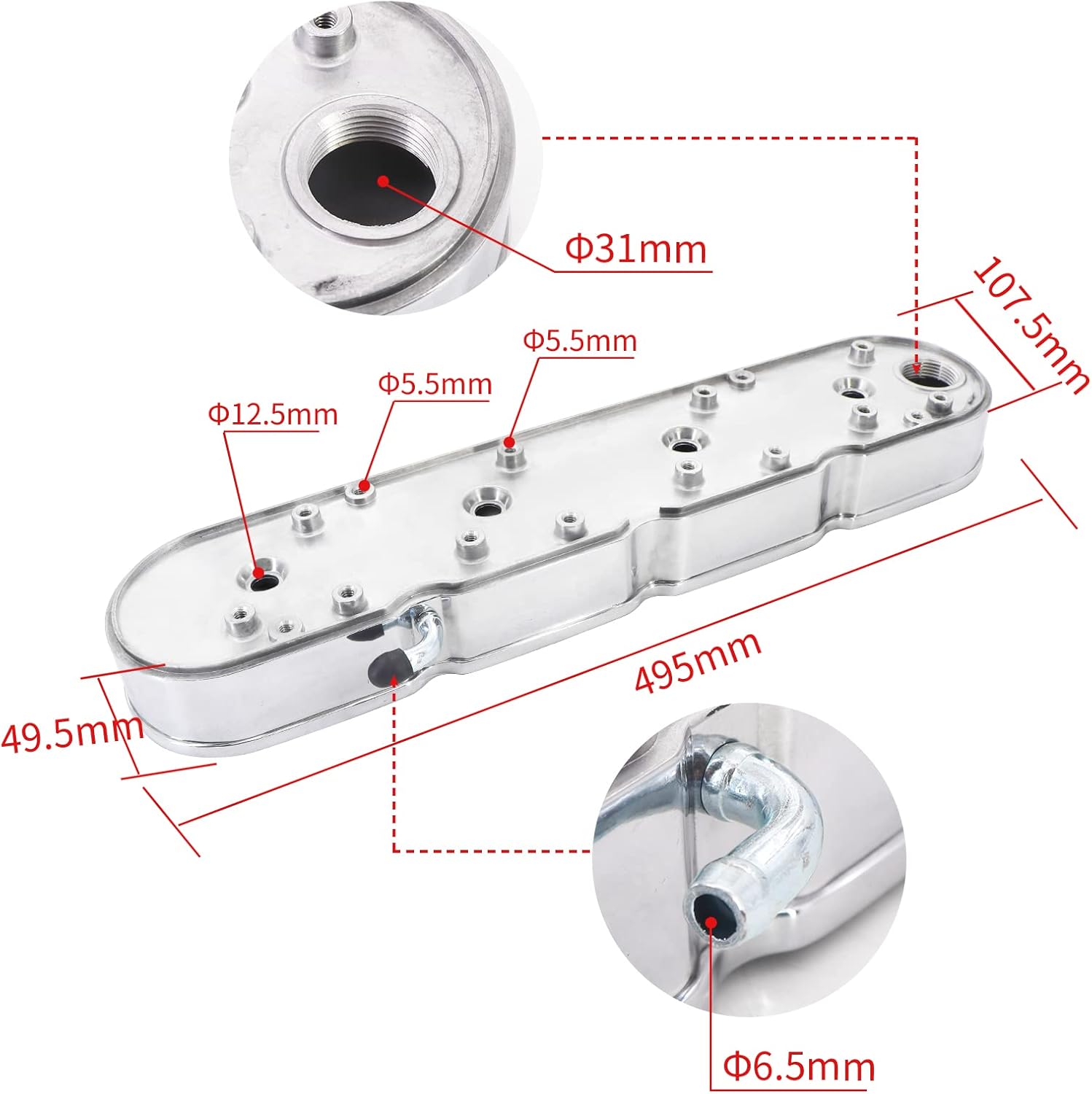 LS – Cubiertas de válvula de aluminio fundido con aletas y soportes de bobina compatibles con Che-vy Small Block SB V8 293 325 376 427 LS1 LS2 LS3