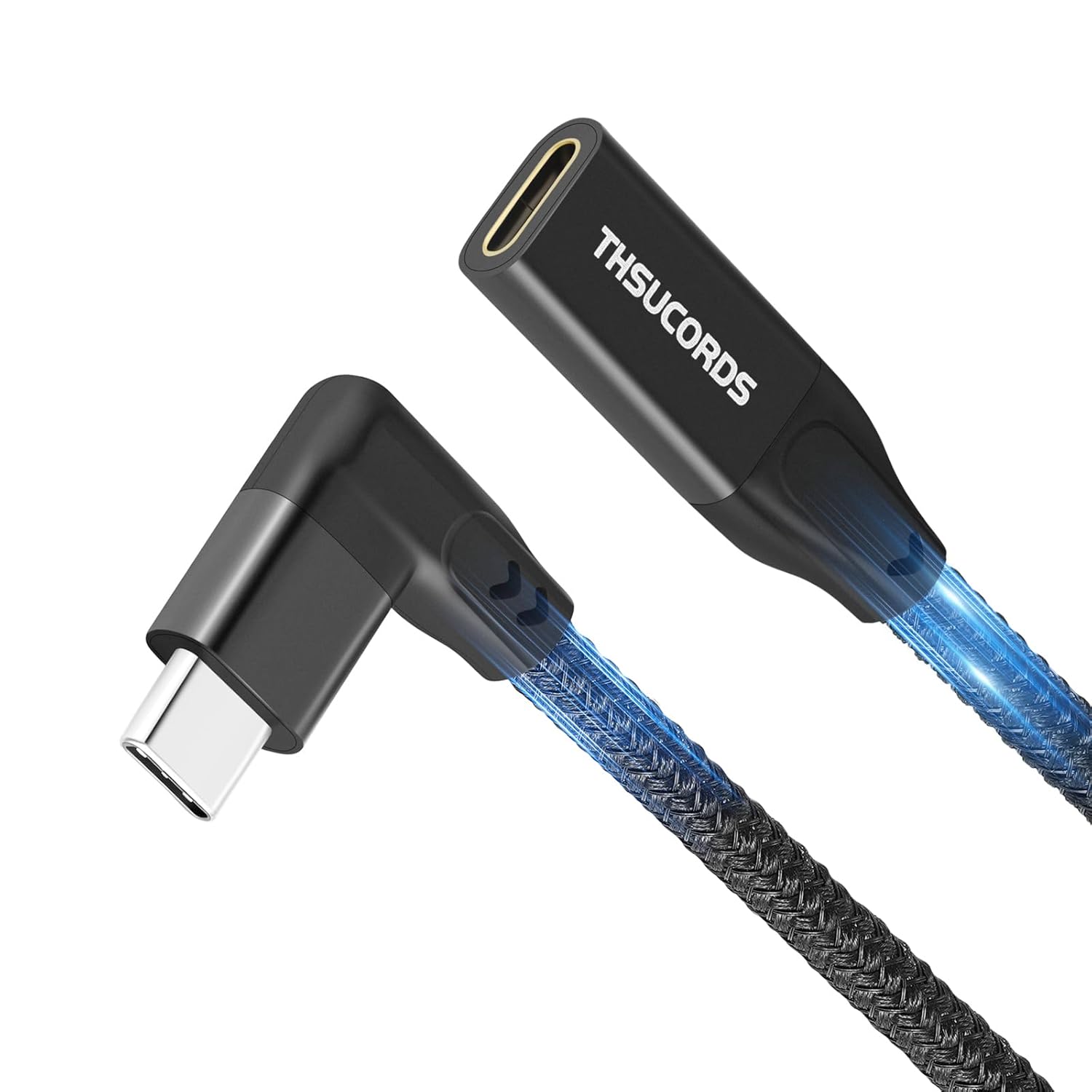 Cable de extensión USB C de ángulo recto de 90 grados, USB C 3.2 Gen2 macho a hembra 20Gbps 4K video tipo C cable extensor para MacBookiPad