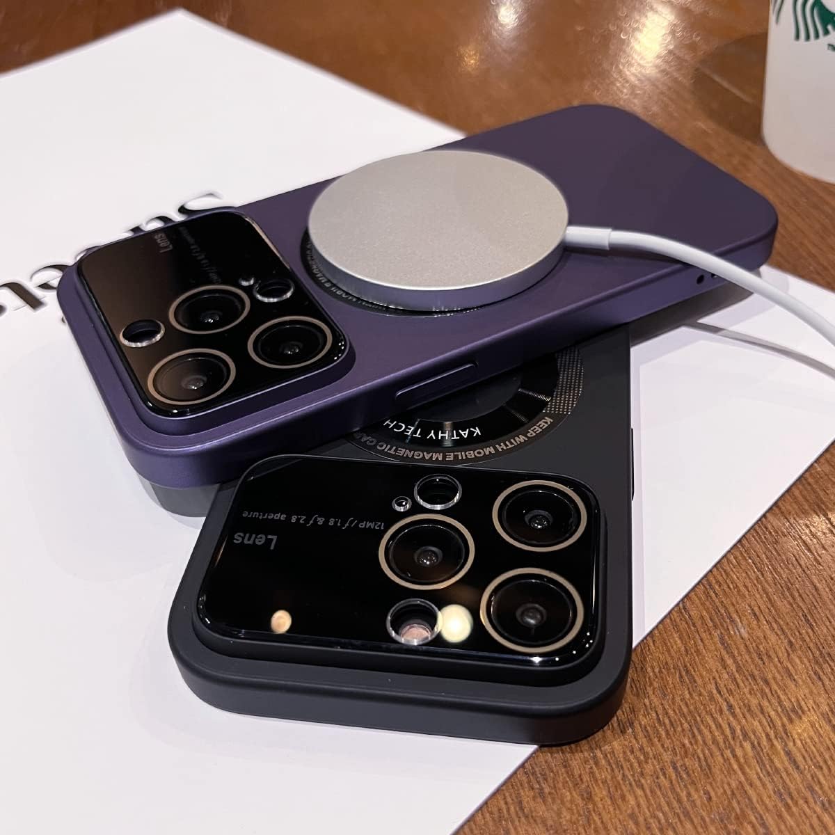 Funda magnética para iPhone 13 Pro, vista del logotipo, protector de cámara de lente de cristal de ventana, compatible con Magsafe, fundas duras a