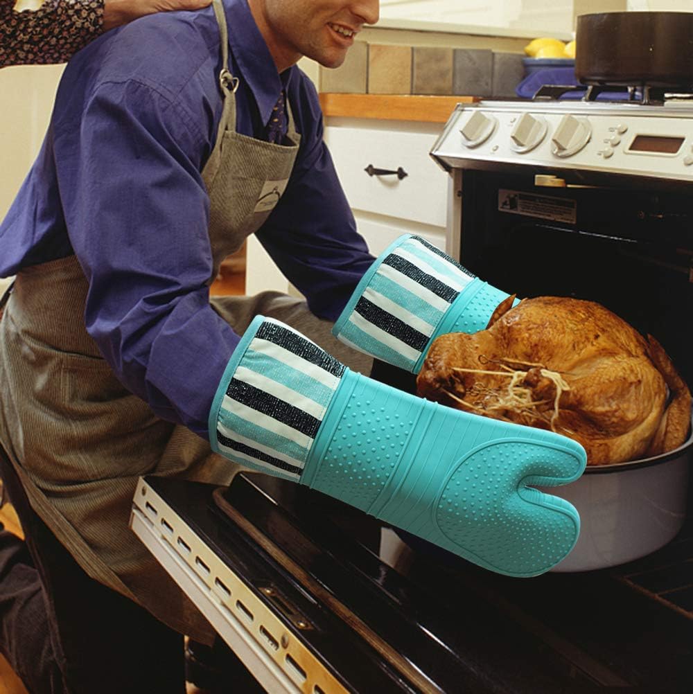 RED LMLDETA – Guantes de horno resistentes al calor de 550 grados, guantes de silicona para horno, 1 par, guantes de horno profesionales extra